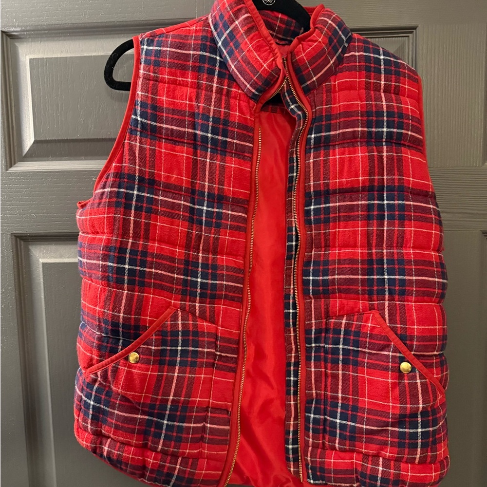 Merona Red and Blue Plaid Vest